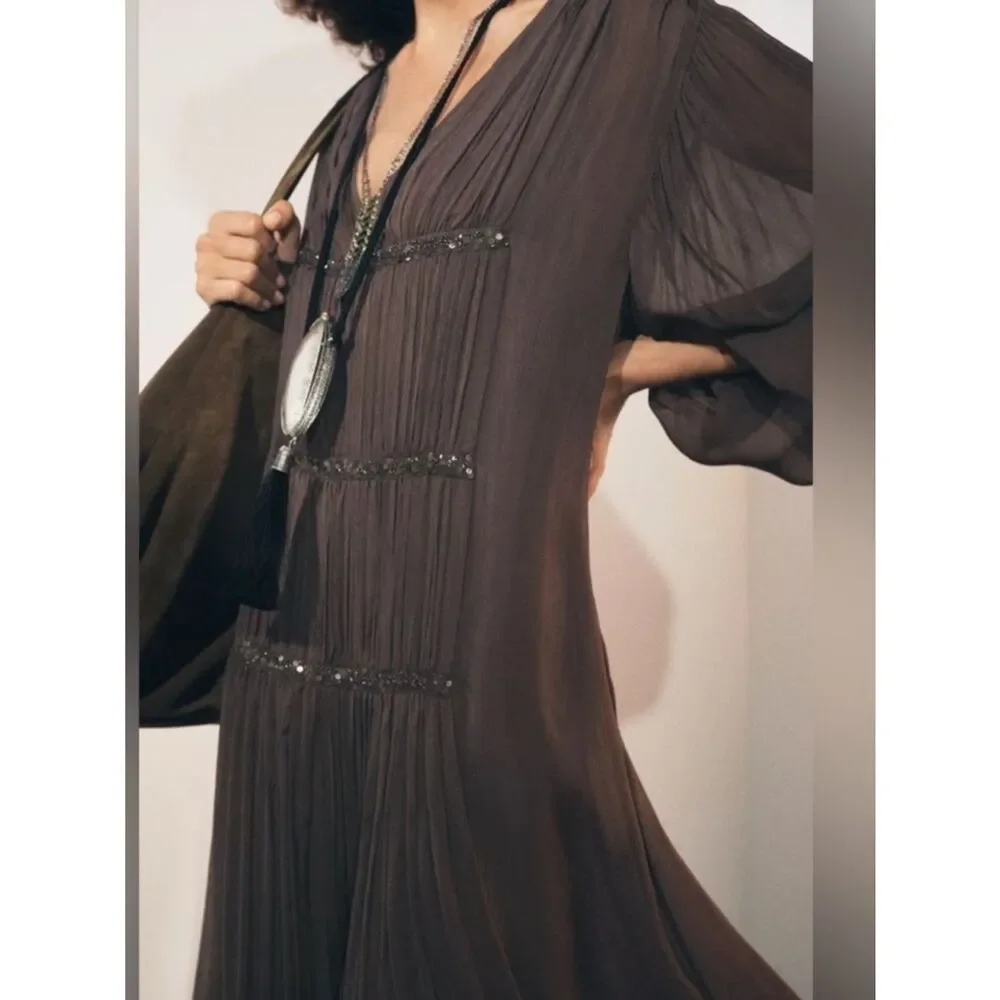 ZARA BEADED EMBROIDERED DRESS ZW COLLECTION - Picture 5 of 9